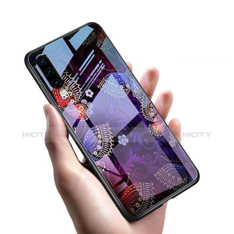 Coque Contour Silicone et Vitre Motif Fantaisie Miroir Etui Housse S03 pour Huawei P30 Violet Plus