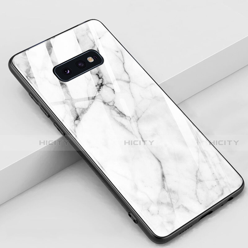 Coque Contour Silicone et Vitre Motif Fantaisie Miroir Etui Housse S03 pour Samsung Galaxy S10e Blanc Plus