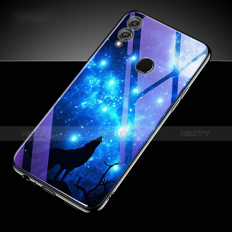 Coque Contour Silicone et Vitre Motif Fantaisie Miroir Etui Housse S04 pour Huawei Honor 10 Lite Bleu Plus