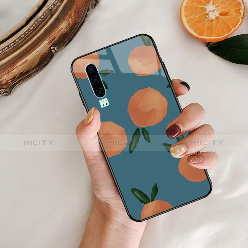 Coque Contour Silicone et Vitre Motif Fantaisie Miroir Etui Housse S04 pour Huawei P30 Bleu Plus