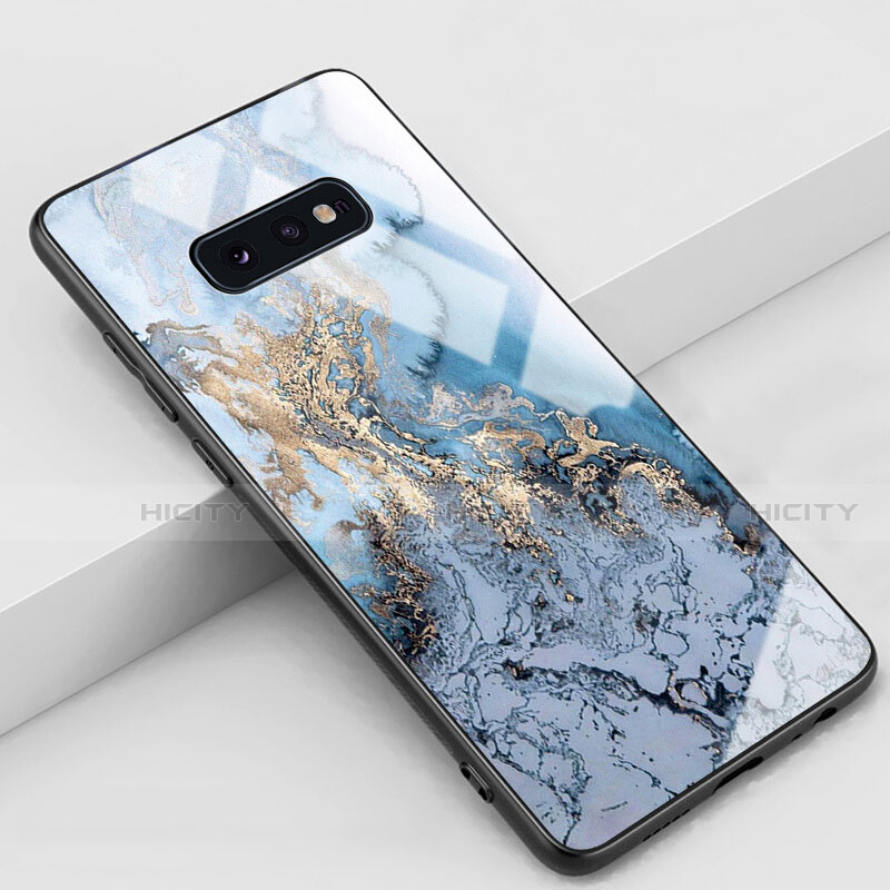 Coque Contour Silicone et Vitre Motif Fantaisie Miroir Etui Housse S04 pour Samsung Galaxy S10e Bleu Plus