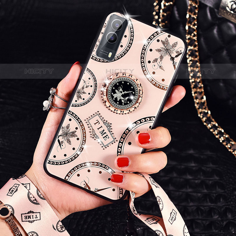 Coque Contour Silicone et Vitre Motif Fantaisie Miroir Etui Housse TB1 pour Vivo iQOO Z5x 5G Plus