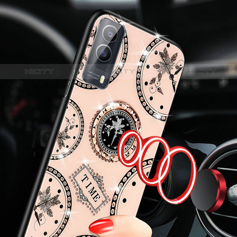 Coque Contour Silicone et Vitre Motif Fantaisie Miroir Etui Housse TB1 pour Vivo iQOO Z5x 5G Plus