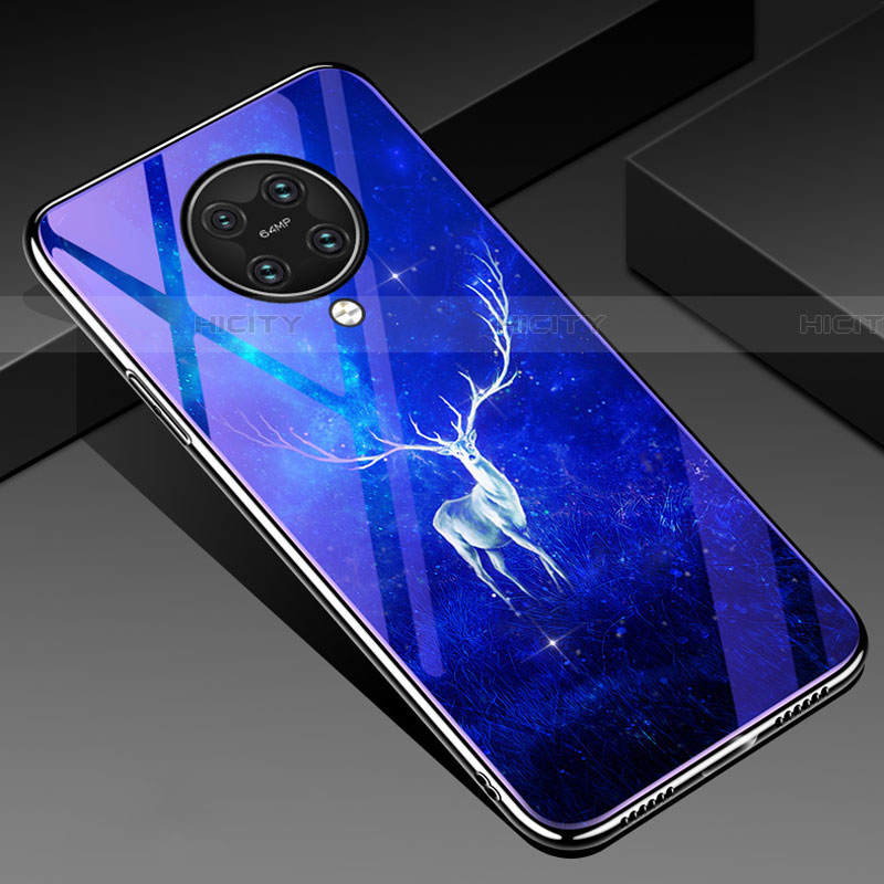 Coque Contour Silicone et Vitre Motif Fantaisie Miroir Etui Housse Z01 pour Xiaomi Redmi K30 Pro 5G Bleu Plus