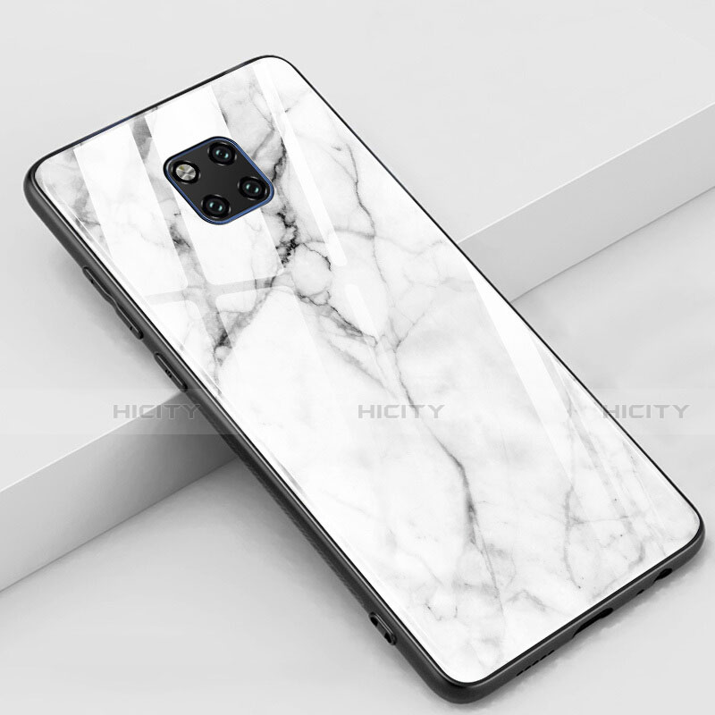 Coque Contour Silicone et Vitre Motif Fantaisie Miroir Etui Housse Z02 pour Huawei Mate 20 Pro Blanc Plus