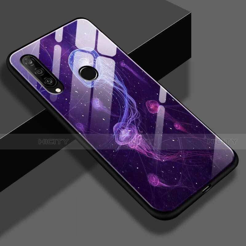 Coque Contour Silicone et Vitre Motif Fantaisie Miroir pour Huawei P30 Lite New Edition Violet Plus