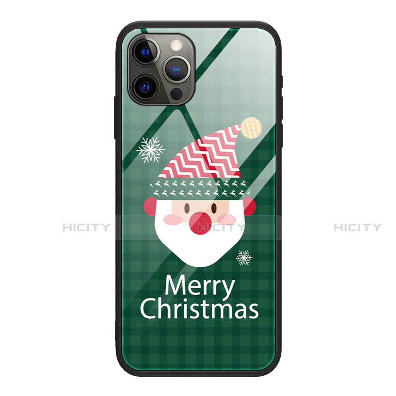 Coque Contour Silicone et Vitre Motif Noel Miroir Etui Housse pour Apple iPhone 12 Pro Mixte Plus