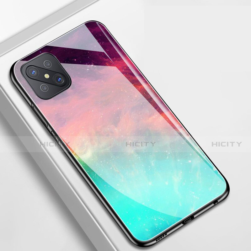 Coque Contour Silicone et Vitre Paillette Etoile Miroir Etui Housse pour Oppo Reno4 Z 5G Plus