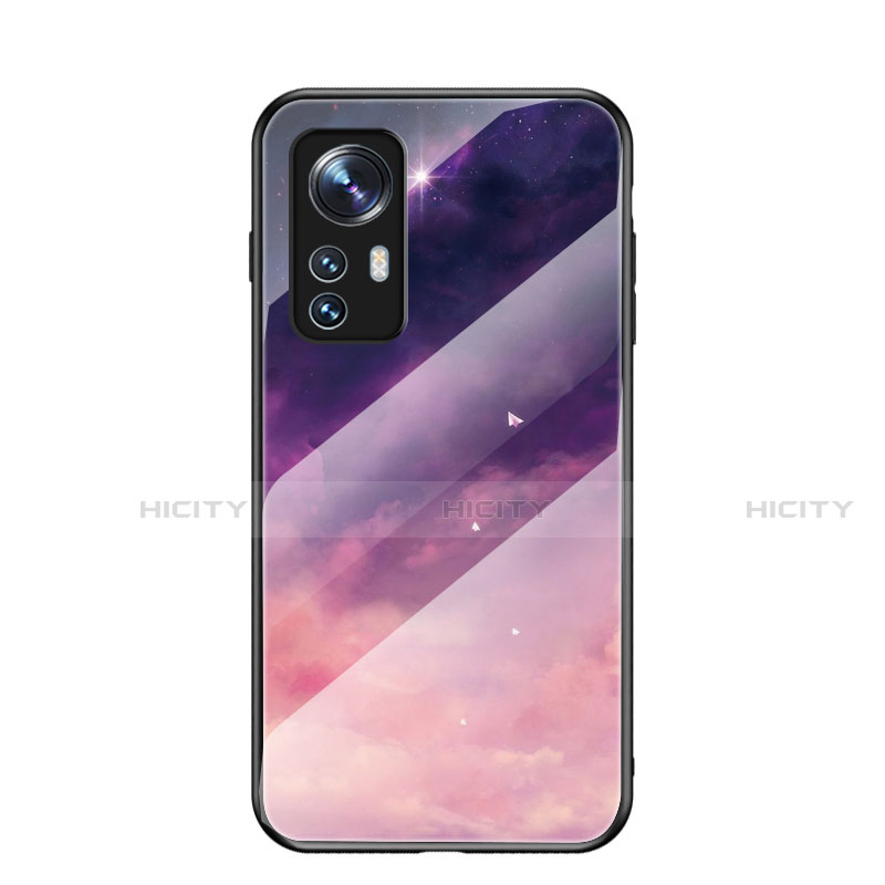 Coque Contour Silicone et Vitre Paillette Etoile Miroir Etui Housse pour Xiaomi Mi 12 5G Violet Plus