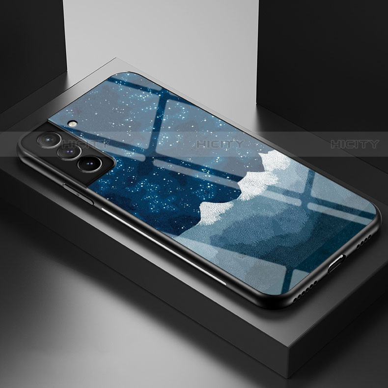 Coque Contour Silicone et Vitre Paillette Etoile Miroir Etui Housse S01 pour Samsung Galaxy S23 5G Bleu Plus