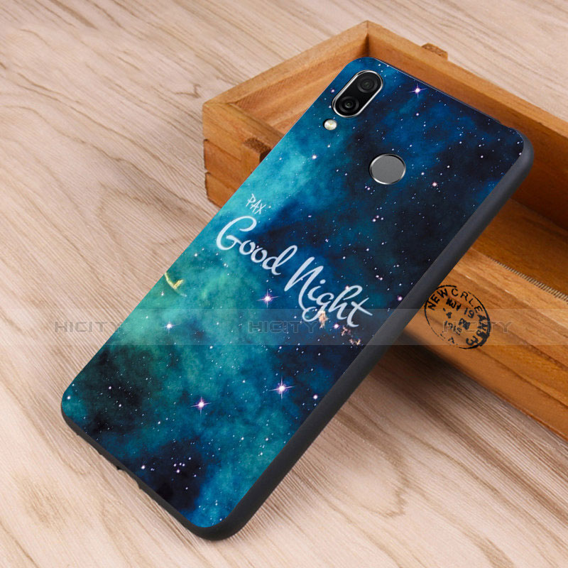 Coque Contour Silicone et Vitre Paillette Etoile Miroir pour Huawei Honor 10 Lite Bleu Plus