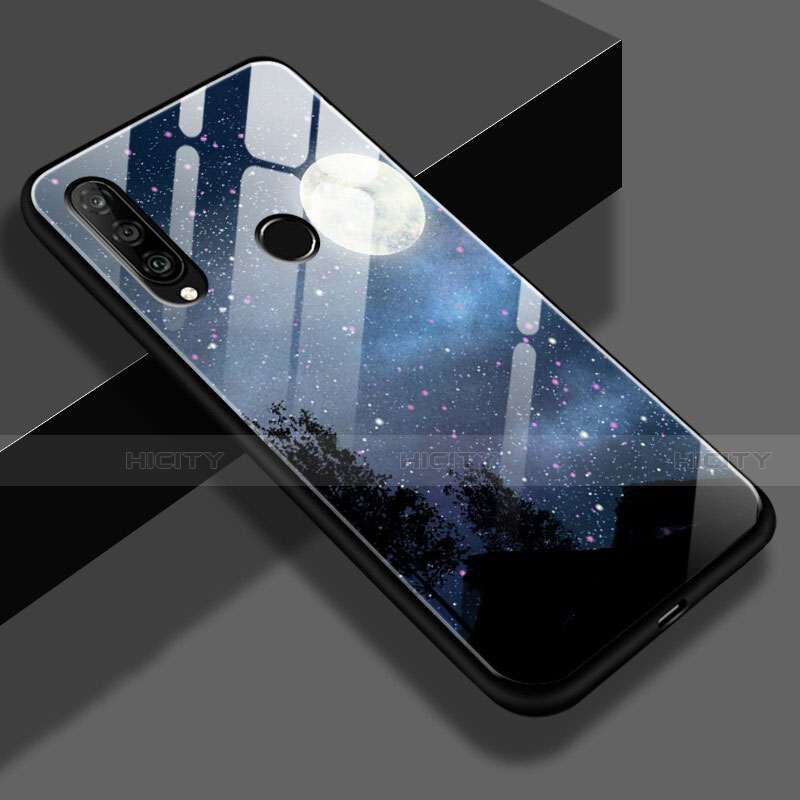 Coque Contour Silicone et Vitre Paillette Etoile Miroir pour Huawei Nova 4e Noir Plus