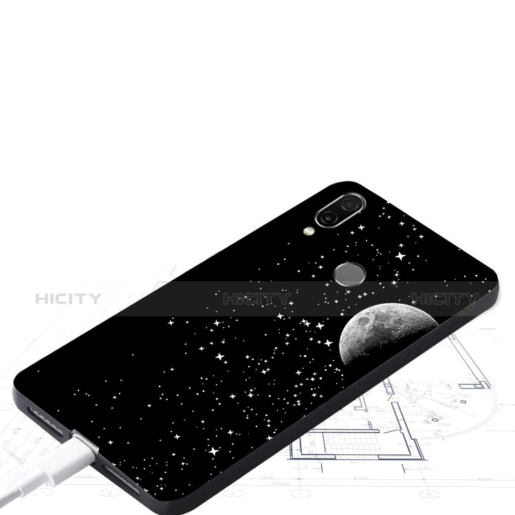 Coque Contour Silicone et Vitre Paillette Etoile Miroir S02 pour Huawei Honor 10 Lite Noir Plus