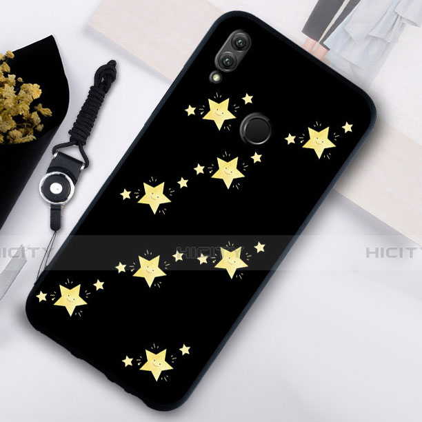 Coque Contour Silicone et Vitre Paillette Etoile Miroir S05 pour Huawei Honor 10 Lite Noir Plus