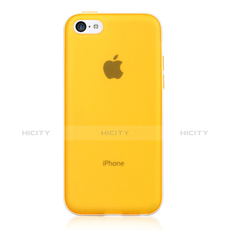 Coque Contour Silicone et Vitre Transparente Mat pour Apple iPhone 5C Jaune Plus