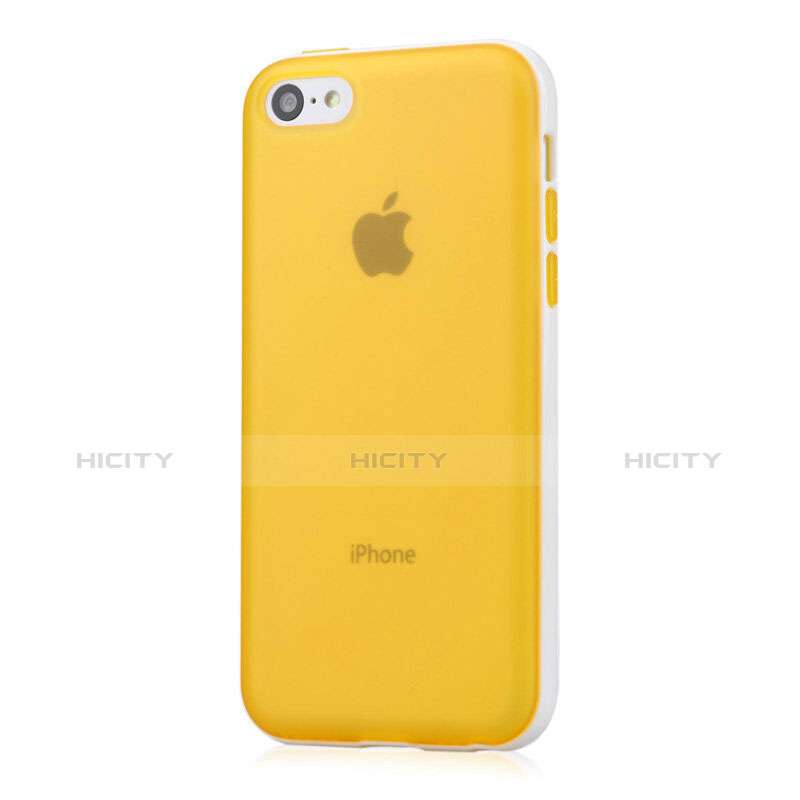 Coque Contour Silicone et Vitre Transparente Mat pour Apple iPhone 5C Jaune Plus