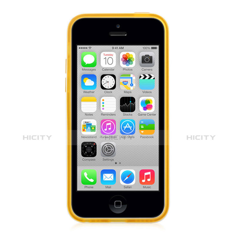 Coque Contour Silicone et Vitre Transparente Mat pour Apple iPhone 5C Jaune Plus