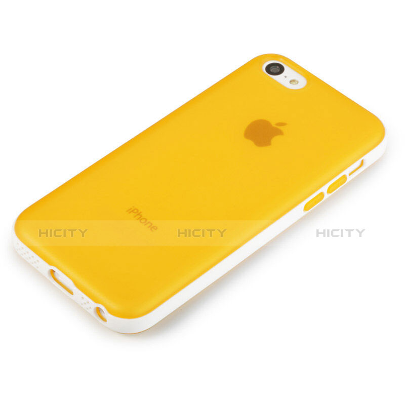 Coque Contour Silicone et Vitre Transparente Mat pour Apple iPhone 5C Jaune Plus