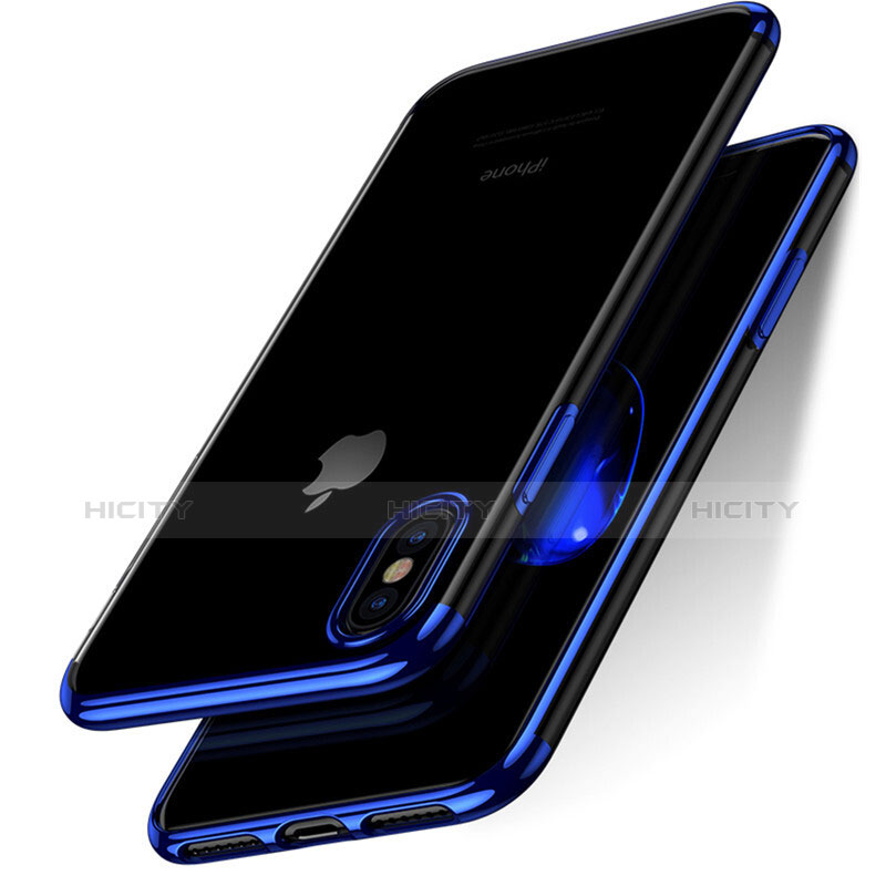 Coque Contour Silicone et Vitre Transparente Mat pour Apple iPhone X Bleu Plus