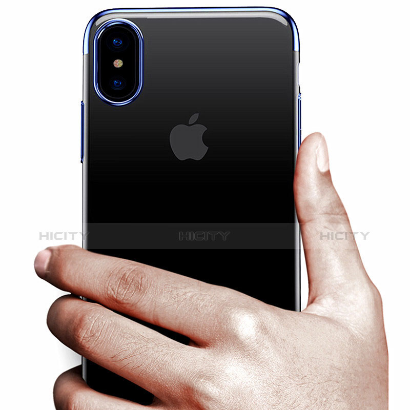 Coque Contour Silicone et Vitre Transparente Mat pour Apple iPhone X Bleu Plus