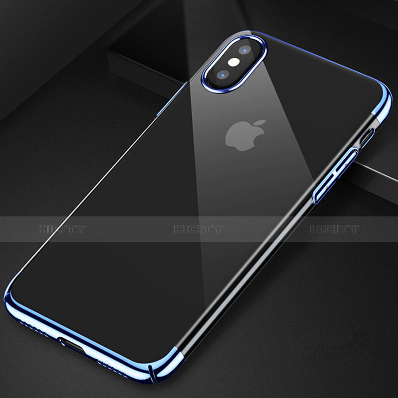 Coque Contour Silicone et Vitre Transparente Mat pour Apple iPhone X Bleu Plus