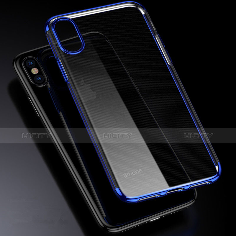 Coque Contour Silicone et Vitre Transparente Mat pour Apple iPhone X Bleu Plus