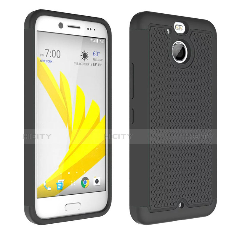 Coque Contour Silicone et Vitre Transparente Mat pour HTC Bolt Noir Plus