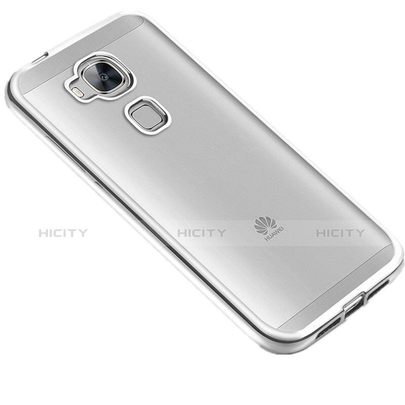 Coque Contour Silicone et Vitre Transparente Mat pour Huawei G8 Argent Plus