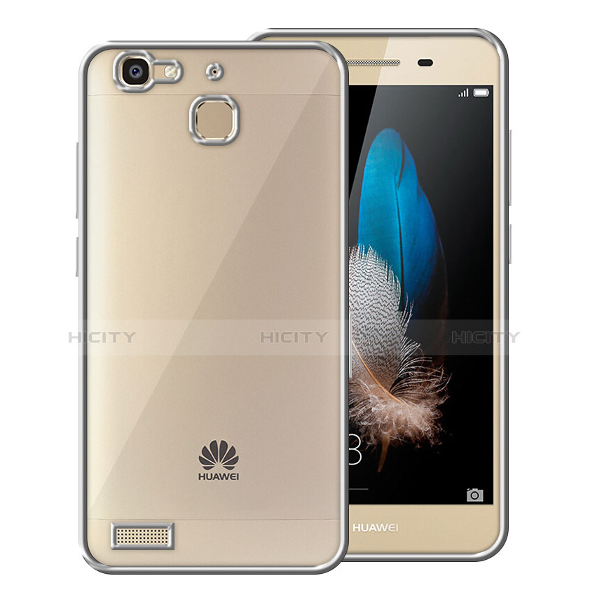 Coque Contour Silicone et Vitre Transparente Mat pour Huawei G8 Mini Argent Plus