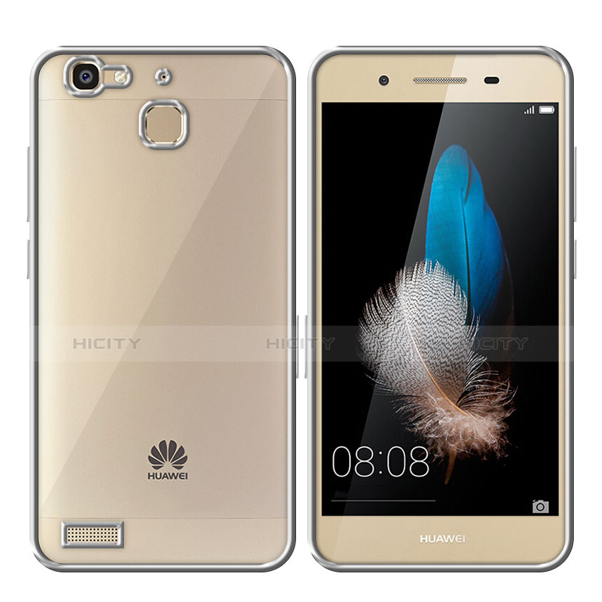 Coque Contour Silicone et Vitre Transparente Mat pour Huawei G8 Mini Argent Plus