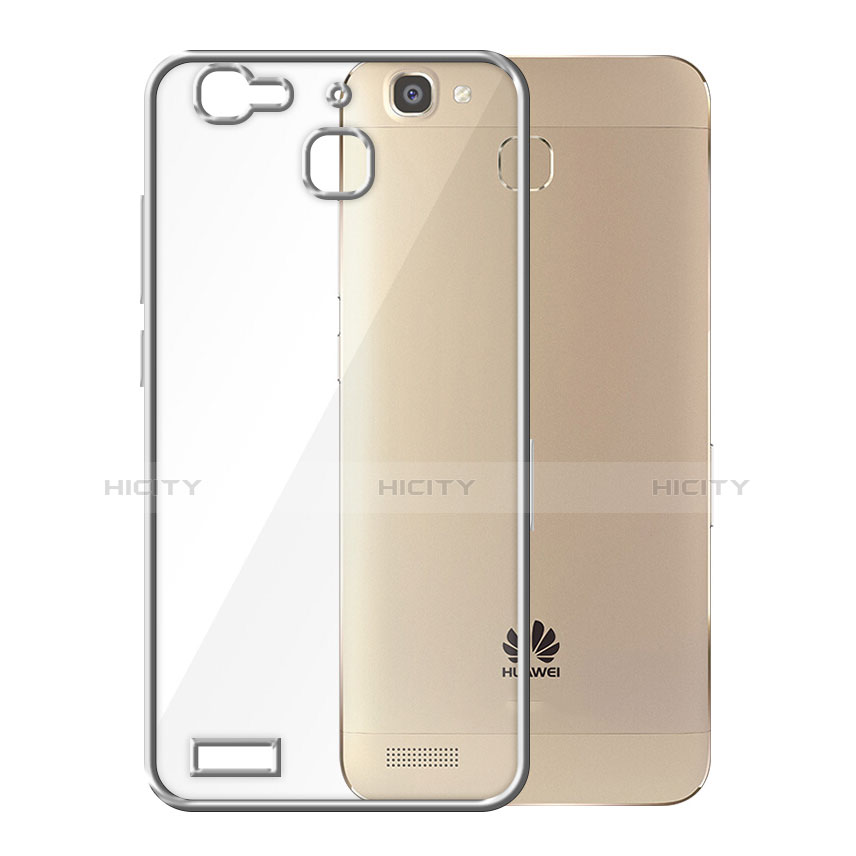 Coque Contour Silicone et Vitre Transparente Mat pour Huawei G8 Mini Argent Plus