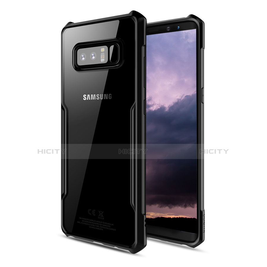 Coque Contour Silicone et Vitre Transparente Mat pour Samsung Galaxy Note 8 Duos N950F Noir Plus