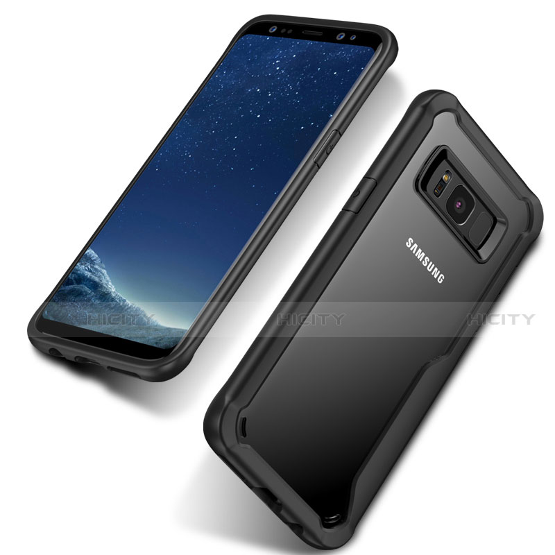 Coque Contour Silicone et Vitre Transparente Mat pour Samsung Galaxy S8 Noir Plus