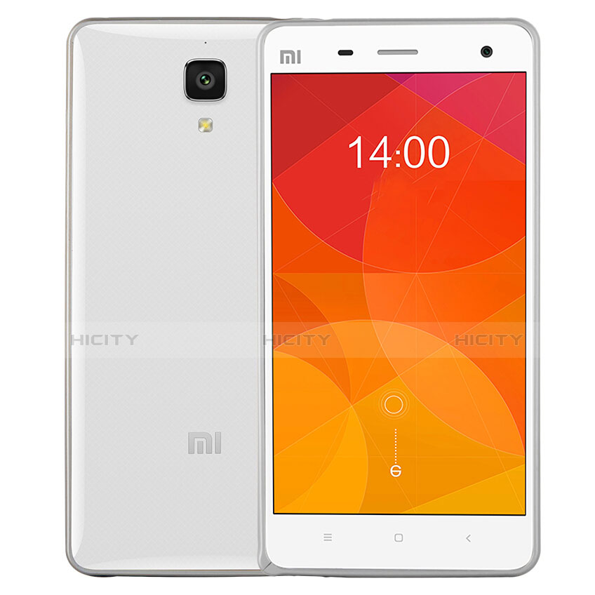 Coque Contour Silicone et Vitre Transparente Mat pour Xiaomi Mi 4 Argent Plus