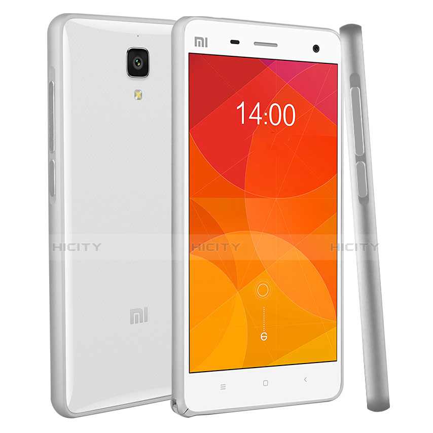 Coque Contour Silicone et Vitre Transparente Mat pour Xiaomi Mi 4 Argent Plus