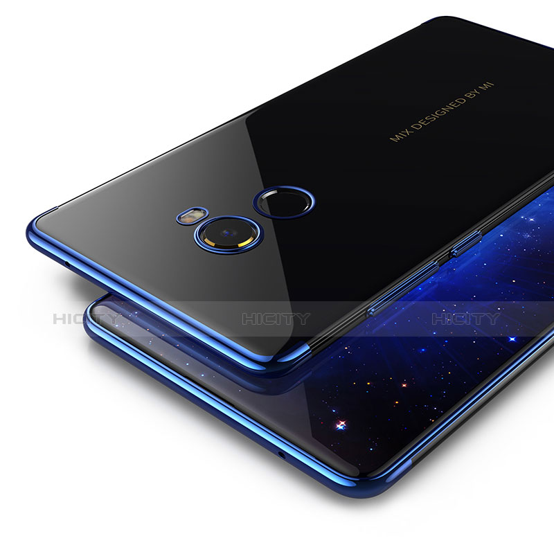 Coque Contour Silicone et Vitre Transparente Mat pour Xiaomi Mi Mix Evo Bleu Plus