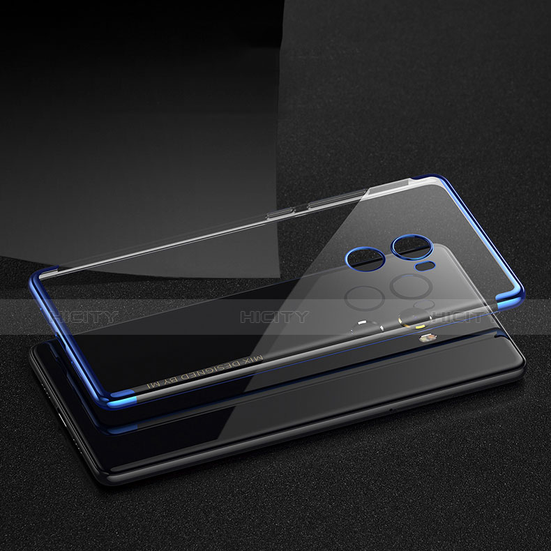 Coque Contour Silicone et Vitre Transparente Mat pour Xiaomi Mi Mix Evo Bleu Plus