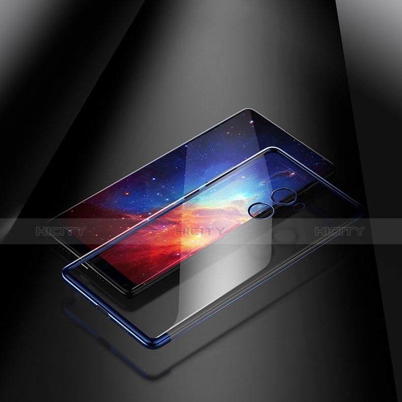 Coque Contour Silicone et Vitre Transparente Mat pour Xiaomi Mi Mix Evo Bleu Plus