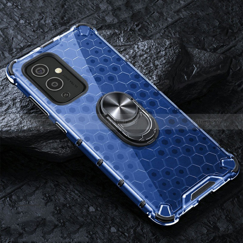 Coque Contour Silicone et Vitre Transparente Miroir 360 Degres avec Support Bague Anneau Aimante Magnetique AM1 pour OnePlus 9 5G Plus