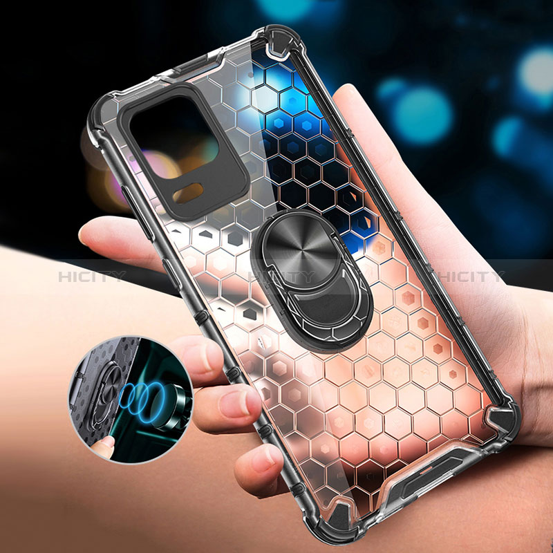 Coque Contour Silicone et Vitre Transparente Miroir 360 Degres avec Support Bague Anneau Aimante Magnetique AM1 pour Realme 8s 5G Plus