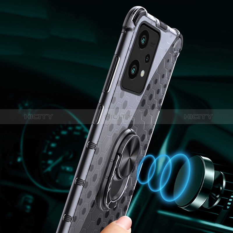 Coque Contour Silicone et Vitre Transparente Miroir 360 Degres avec Support Bague Anneau Aimante Magnetique AM1 pour Realme 9 4G Plus