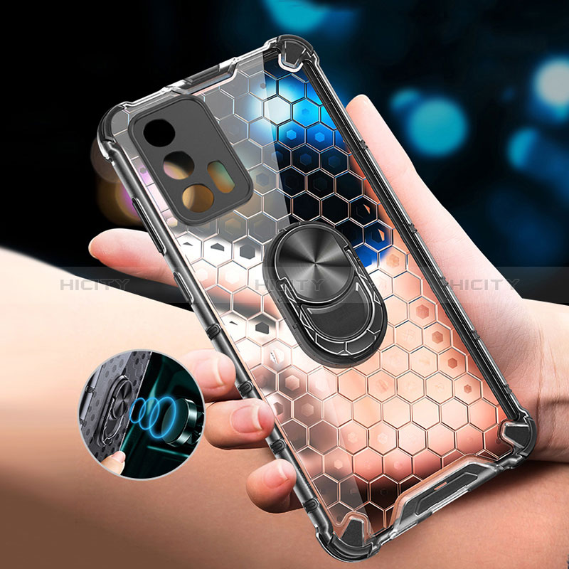 Coque Contour Silicone et Vitre Transparente Miroir 360 Degres avec Support Bague Anneau Aimante Magnetique AM1 pour Realme GT 5G Plus