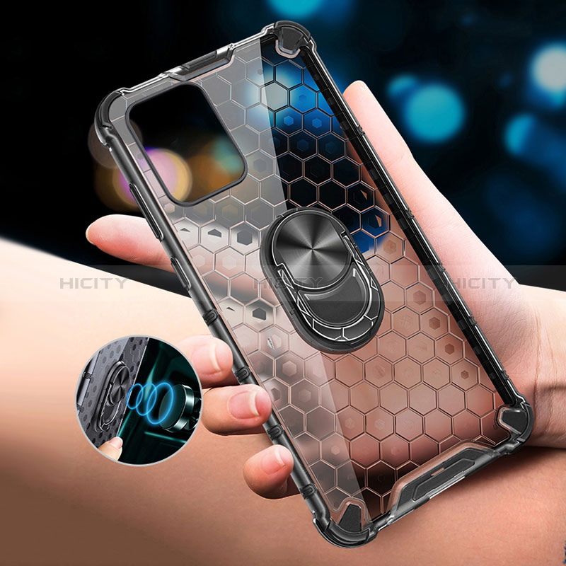 Coque Contour Silicone et Vitre Transparente Miroir 360 Degres avec Support Bague Anneau Aimante Magnetique AM1 pour Realme Q5x 5G Plus