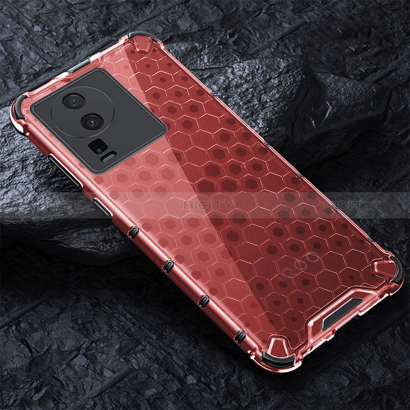 Coque Contour Silicone et Vitre Transparente Miroir 360 Degres avec Support Bague Anneau Aimante Magnetique AM1 pour Vivo iQOO Neo7 SE Rouge Plus