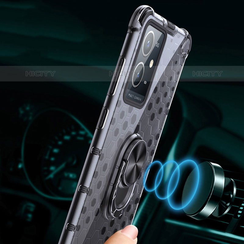 Coque Contour Silicone et Vitre Transparente Miroir 360 Degres avec Support Bague Anneau Aimante Magnetique AM1 pour Vivo iQOO Z6 5G Plus