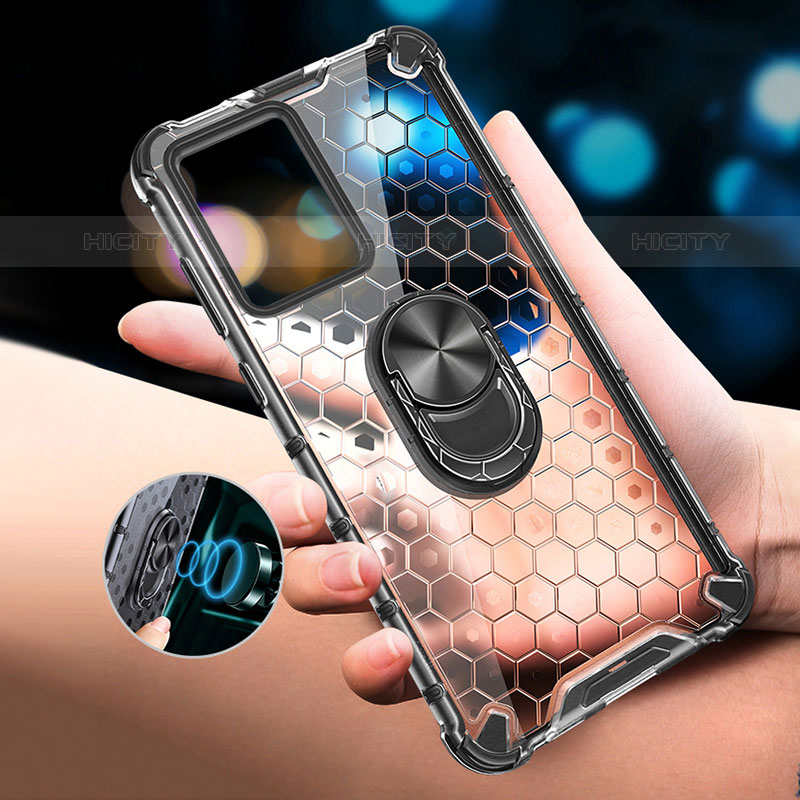 Coque Contour Silicone et Vitre Transparente Miroir 360 Degres avec Support Bague Anneau Aimante Magnetique AM1 pour Vivo iQOO Z6 5G Plus