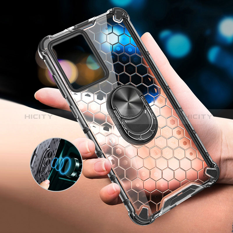 Coque Contour Silicone et Vitre Transparente Miroir 360 Degres avec Support Bague Anneau Aimante Magnetique AM1 pour Vivo Y52t 5G Plus