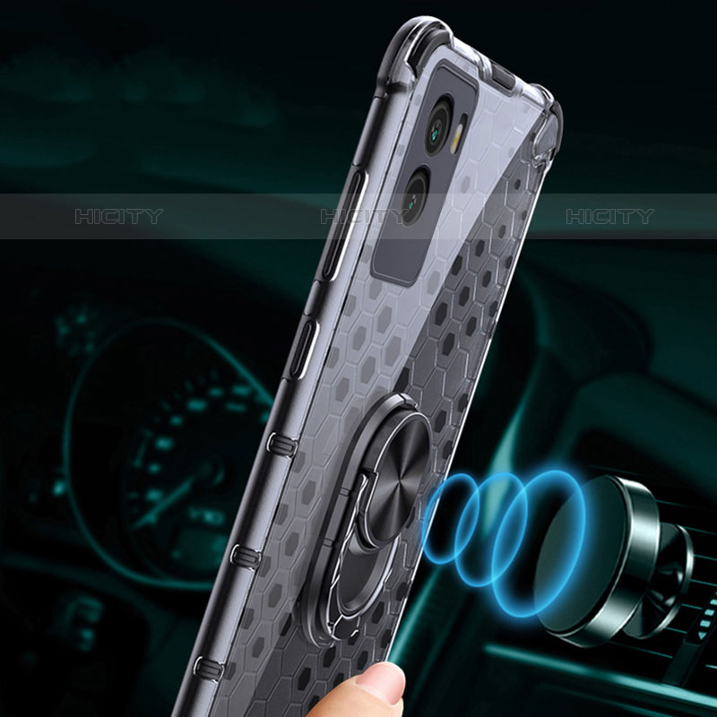 Coque Contour Silicone et Vitre Transparente Miroir 360 Degres avec Support Bague Anneau Aimante Magnetique AM1 pour Vivo Y55s (2021) Plus