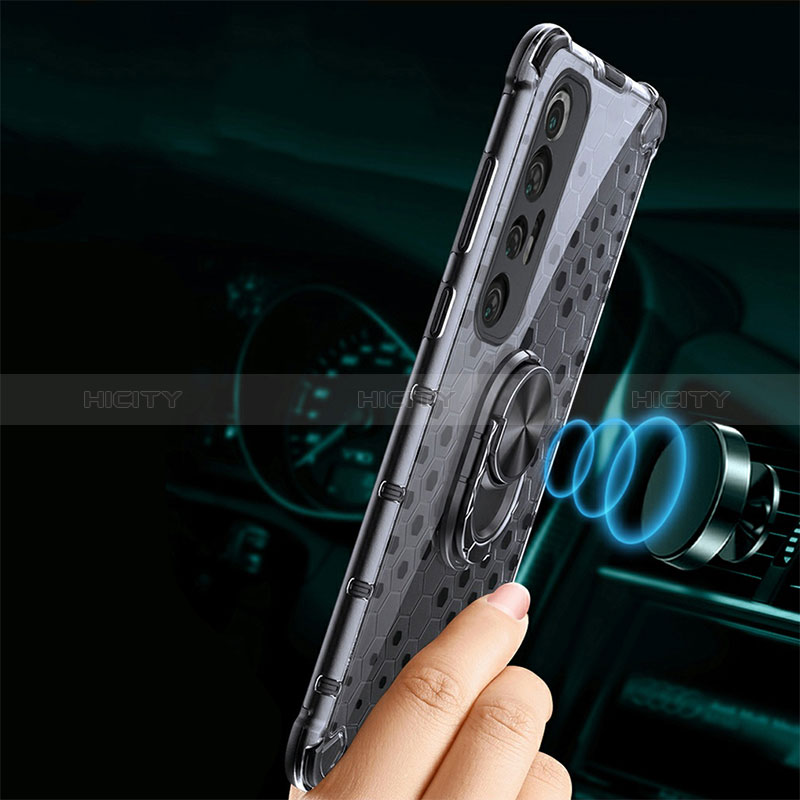 Coque Contour Silicone et Vitre Transparente Miroir 360 Degres avec Support Bague Anneau Aimante Magnetique AM1 pour Xiaomi Mi 10S 5G Plus