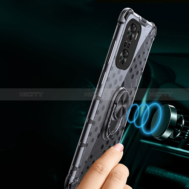 Coque Contour Silicone et Vitre Transparente Miroir 360 Degres avec Support Bague Anneau Aimante Magnetique AM1 pour Xiaomi Mi 11X 5G Plus